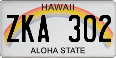 HI license plate ZKA302