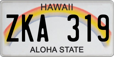 HI license plate ZKA319