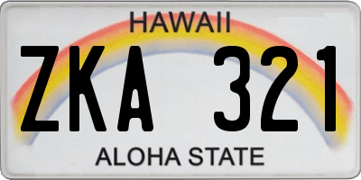 HI license plate ZKA321