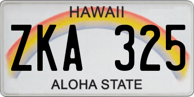 HI license plate ZKA325