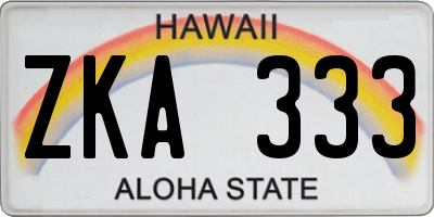 HI license plate ZKA333