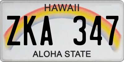 HI license plate ZKA347