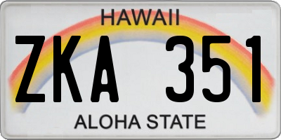 HI license plate ZKA351
