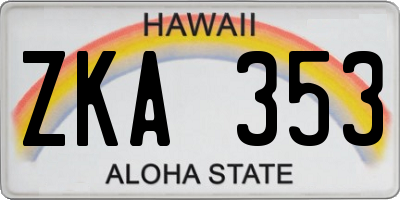 HI license plate ZKA353