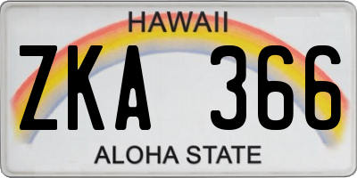HI license plate ZKA366