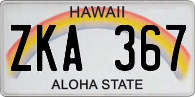 HI license plate ZKA367