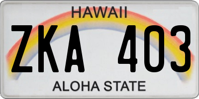 HI license plate ZKA403