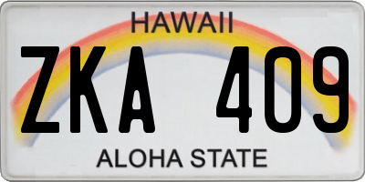 HI license plate ZKA409