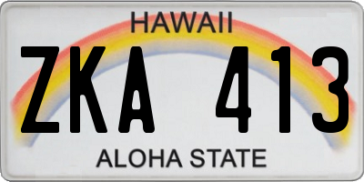 HI license plate ZKA413