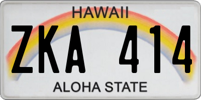 HI license plate ZKA414