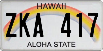 HI license plate ZKA417