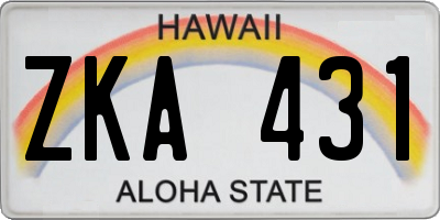 HI license plate ZKA431