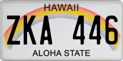 HI license plate ZKA446