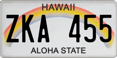 HI license plate ZKA455