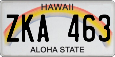 HI license plate ZKA463