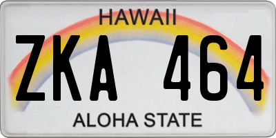HI license plate ZKA464
