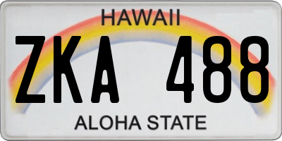 HI license plate ZKA488