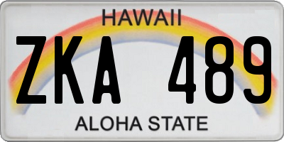 HI license plate ZKA489