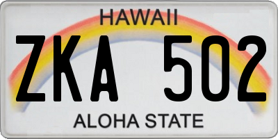 HI license plate ZKA502