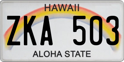 HI license plate ZKA503