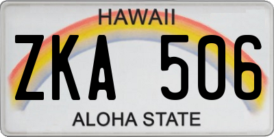 HI license plate ZKA506