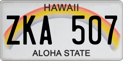 HI license plate ZKA507