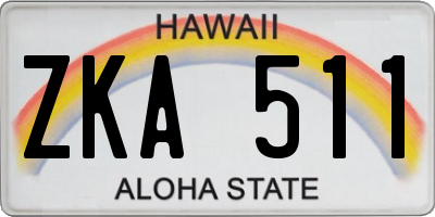 HI license plate ZKA511
