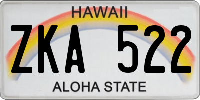 HI license plate ZKA522