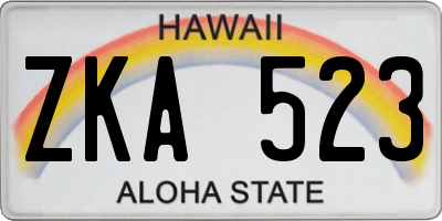 HI license plate ZKA523