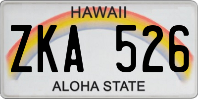 HI license plate ZKA526