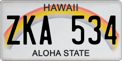 HI license plate ZKA534