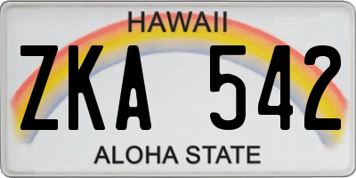 HI license plate ZKA542