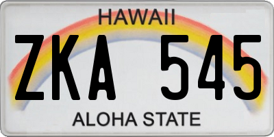 HI license plate ZKA545