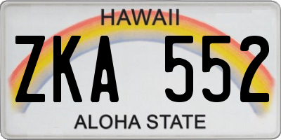 HI license plate ZKA552