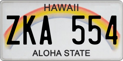 HI license plate ZKA554