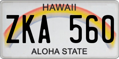 HI license plate ZKA560