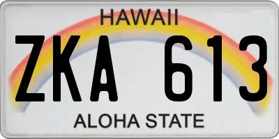 HI license plate ZKA613