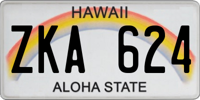 HI license plate ZKA624