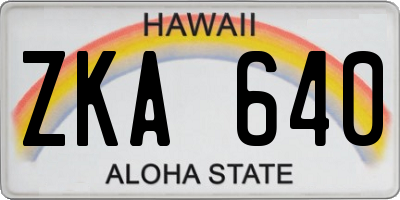 HI license plate ZKA640