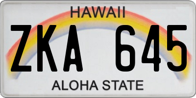 HI license plate ZKA645
