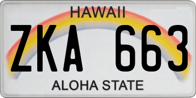 HI license plate ZKA663