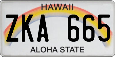 HI license plate ZKA665