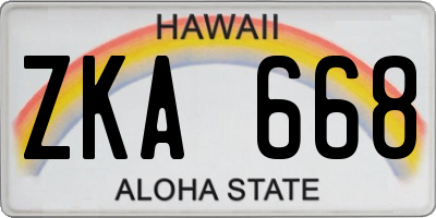 HI license plate ZKA668
