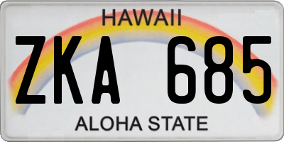 HI license plate ZKA685