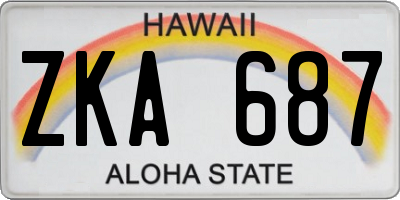 HI license plate ZKA687