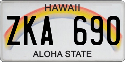 HI license plate ZKA690