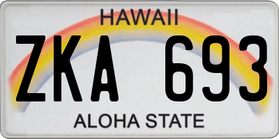 HI license plate ZKA693