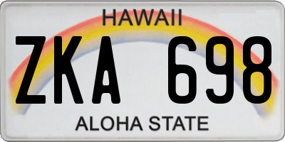 HI license plate ZKA698