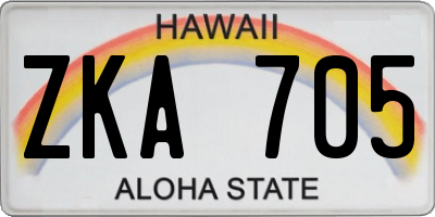 HI license plate ZKA705