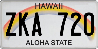 HI license plate ZKA720